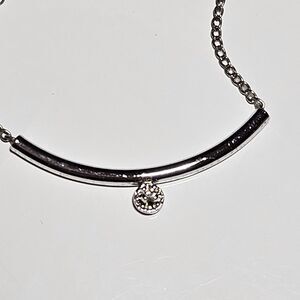 Vintage Signed Amway Artistry Sterling Silver Tiny Diamond Pendant Necklace 14”